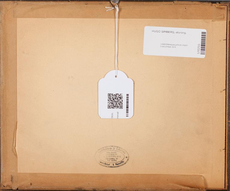 HUGO SIMBERG, etsning, signerad och daterad Fecit 1906.