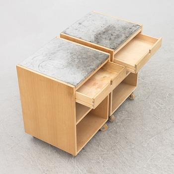 Kerstin Olby, bedside tables, a pair, "Klaq", Olby Design.