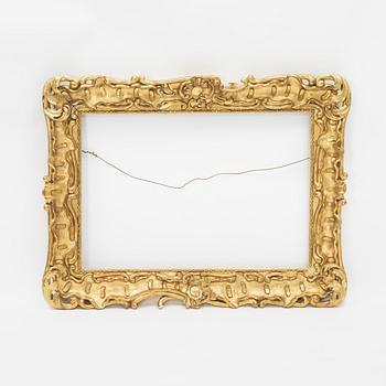 Ram, 1800-tal, skuren dekor och pastellage.