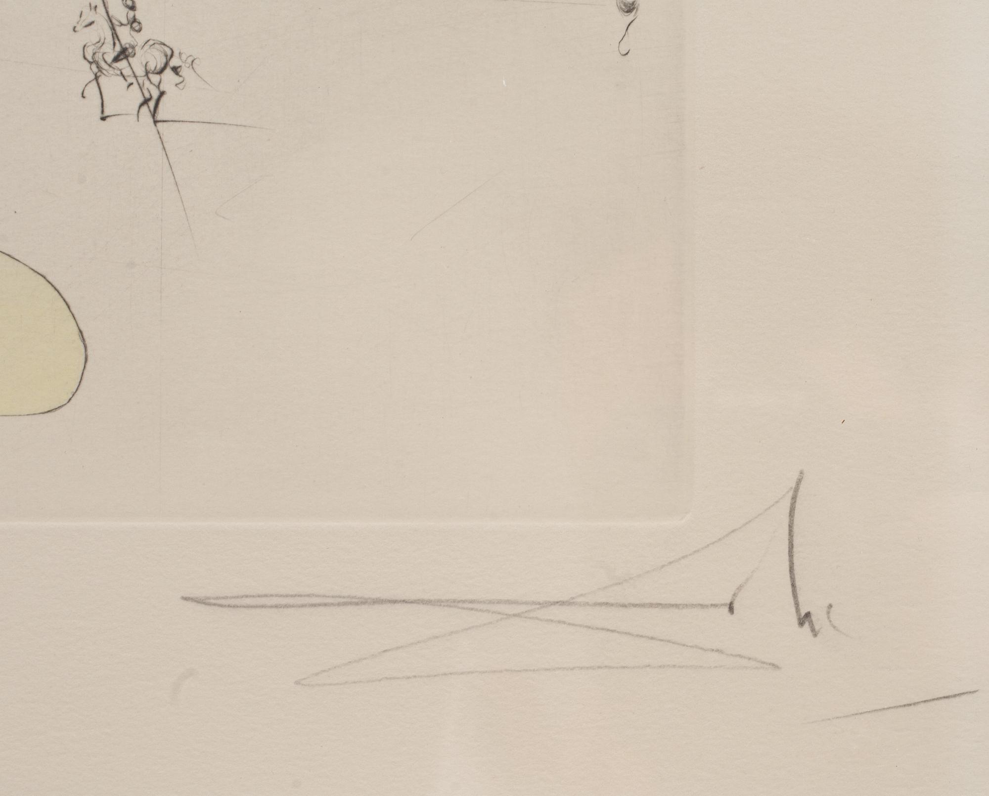 SALVADOR DALÍ, torrnål kolorerad med stencil, signerad och numrerad 204/300.
