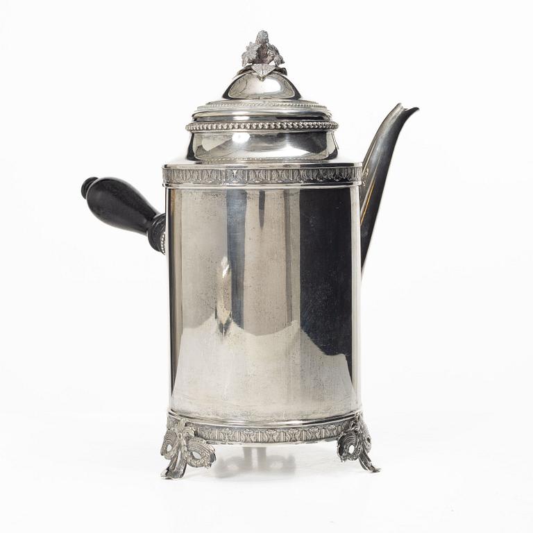 C.G. Hallberg, Coffee pot, silver, Gustavian style, Stockholm 1930.