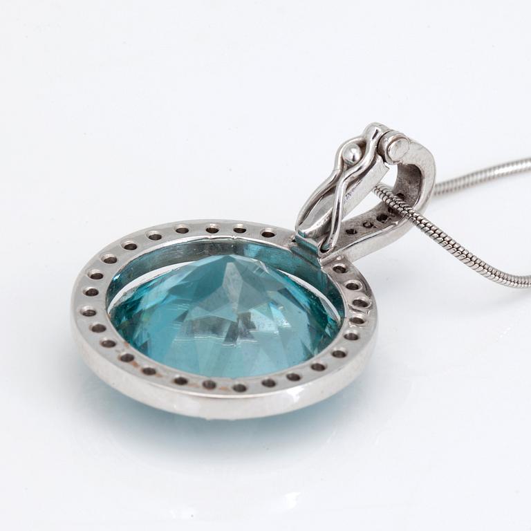 A 31.00 ct zircon and diamond pendant on chain.