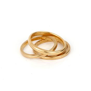 VIGSELRINGAR, 3st, 20K guld, bland annat 1935. Vikt ca 10g.