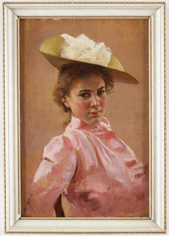 Gunnar Berndtson, Elegant lady in pink.