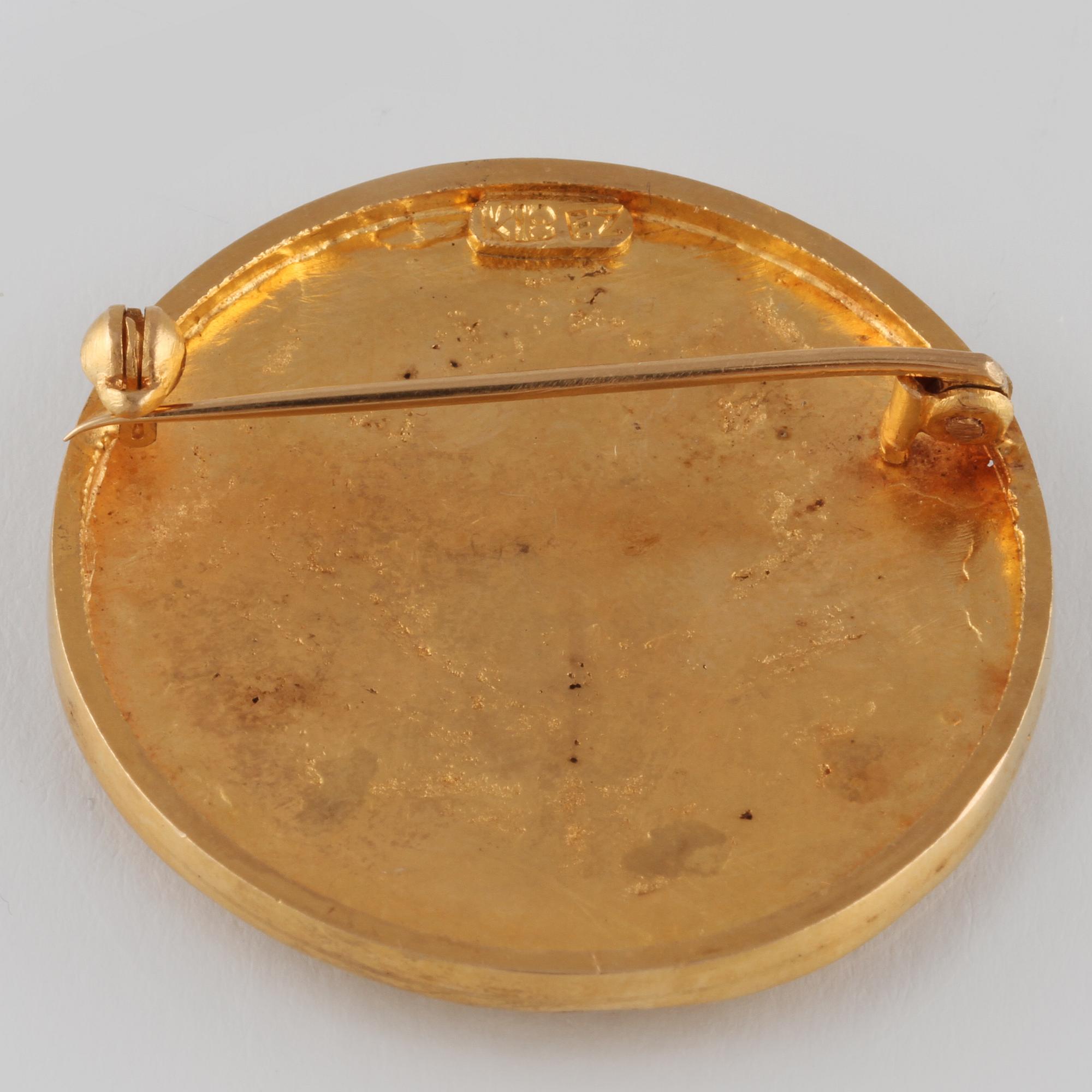 BROSCH, 18K guld, utländska stämplar. Vikt 16,3 gram.