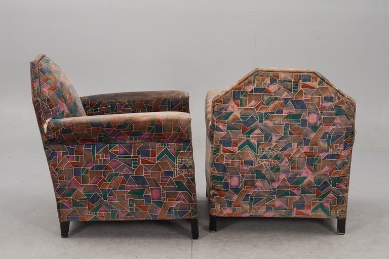 FÅTÖLJER, ett par. Art-deco, 1900-talets första hälft.
