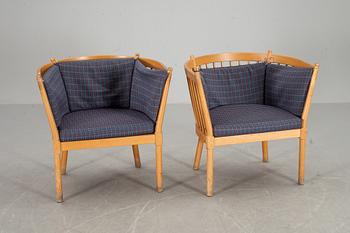 FÅTÖLJER, ett par, "Tremme", Börge Mogensen, Fritz Hansen, Danmark. 1900-talets andra hälft.