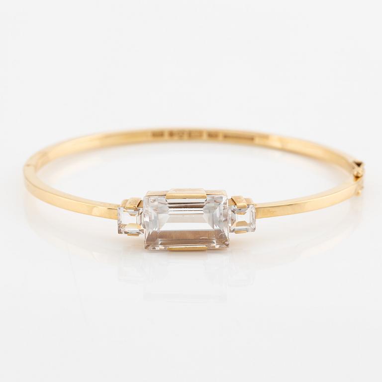 Bracelet 18K gold with step-cut rock crystal, Stigbert.