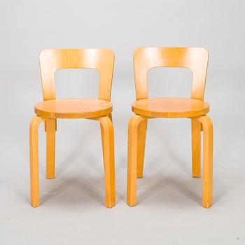 Alvar Aalto, stolar, 3 st, modell 66, Artek 1980-tal.