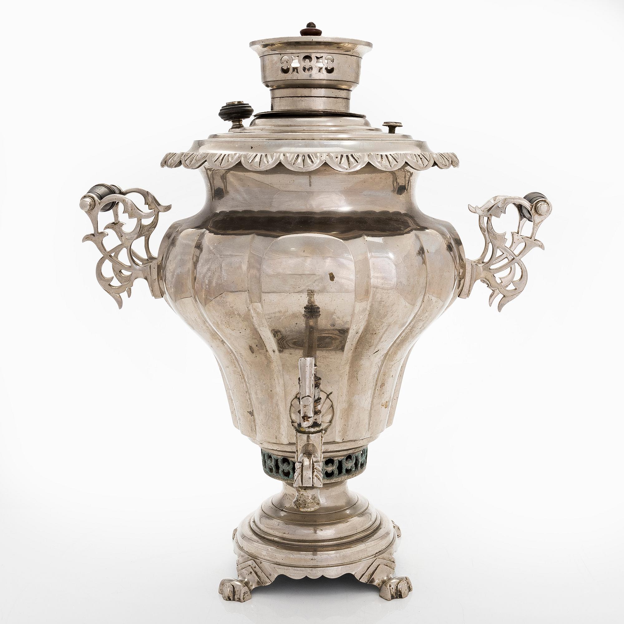 A silver-plated brass samovar. Teile, Russia 1882.