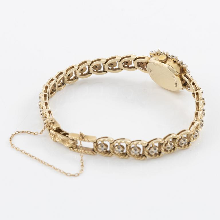 Wristwatch, Andre Pailet, 14K gold with brilliant-cut diamonds.