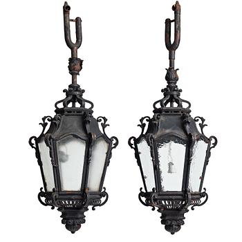 100. A pair of lanterns, circa 1900, from the Sagerska building, Hamngatan 14, Stockholm.