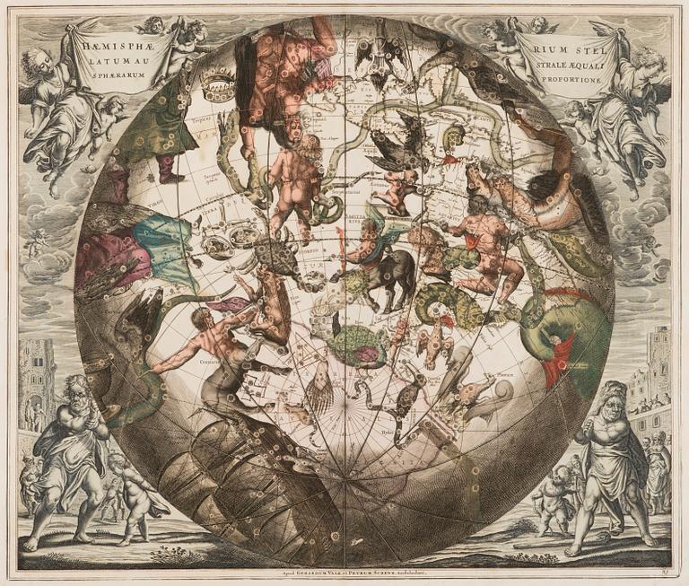 A MAP, "Haemisphaerium Stellatum Australe Aequali Sphaerarum Proportione", Petrus Schenk 1710.