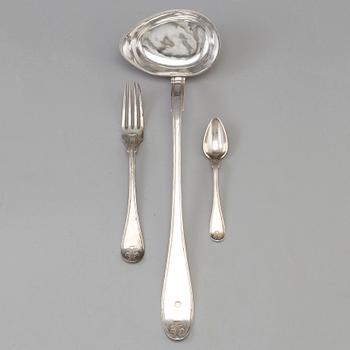 14 pieces of silver flatware, Uppsala, 1833.