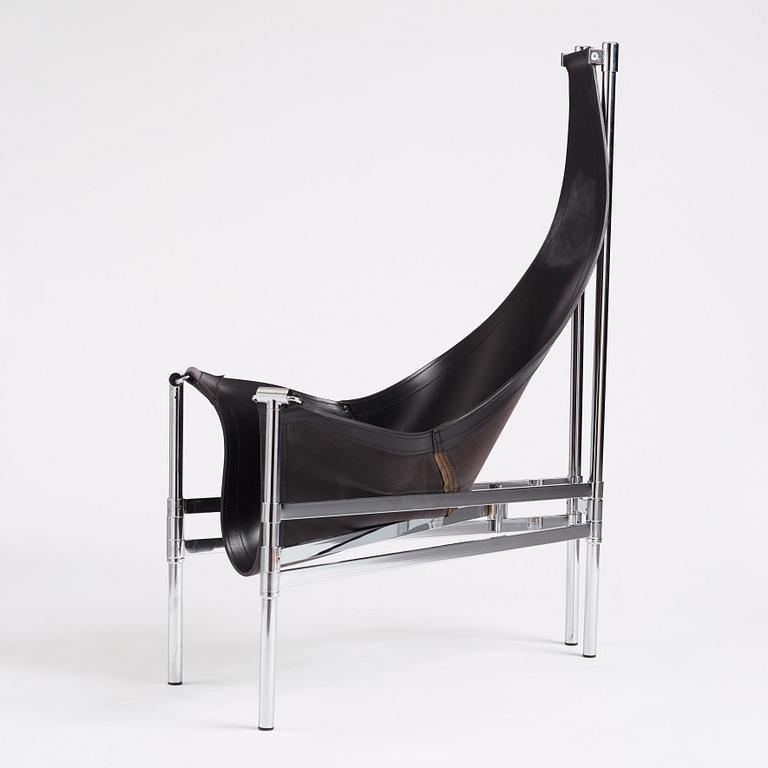 Lars and Christina Andersson, a black leather 'Inka' chair, Sweden 1980s.