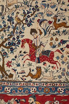 MATTO, a semi-antique Teheran probably, a figural part silk, ca 347,5-345,5 x 242 cm.