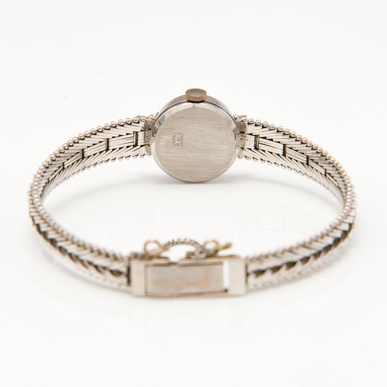HILSON wrist watch, manual winding, 14K white gold, diamonds ca. 0.11 ct in total, 16 mm.