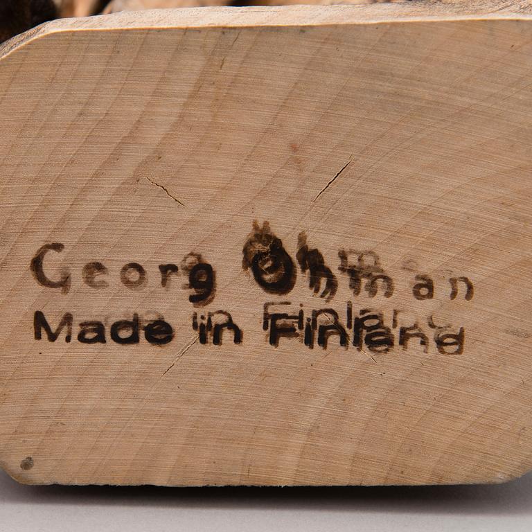 GEORG ÖHMAN, Puuveistoksia, 2 kpl, leimasigneerattu.