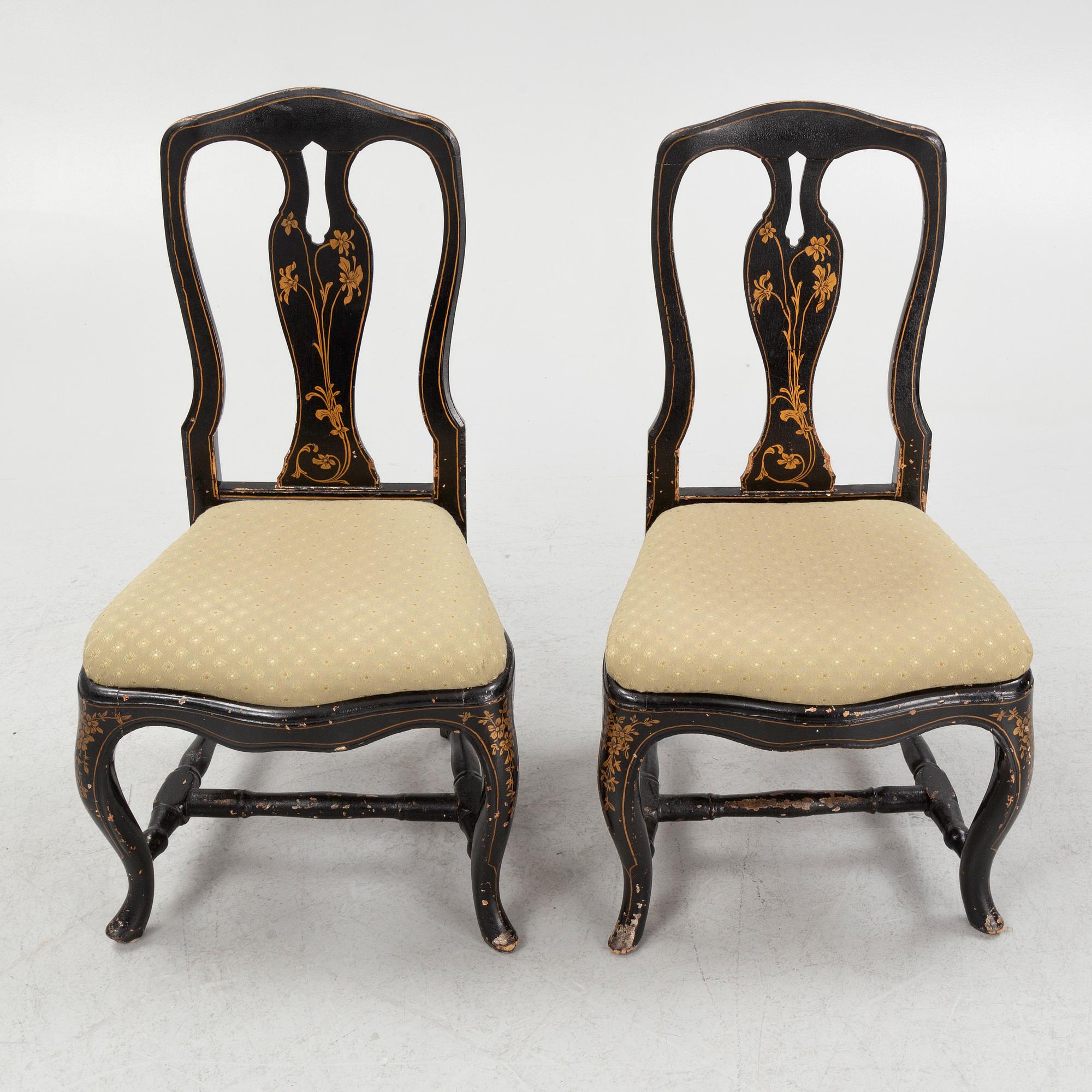 Stolar, ett par, rokoko, 1700-talets andra hälft.