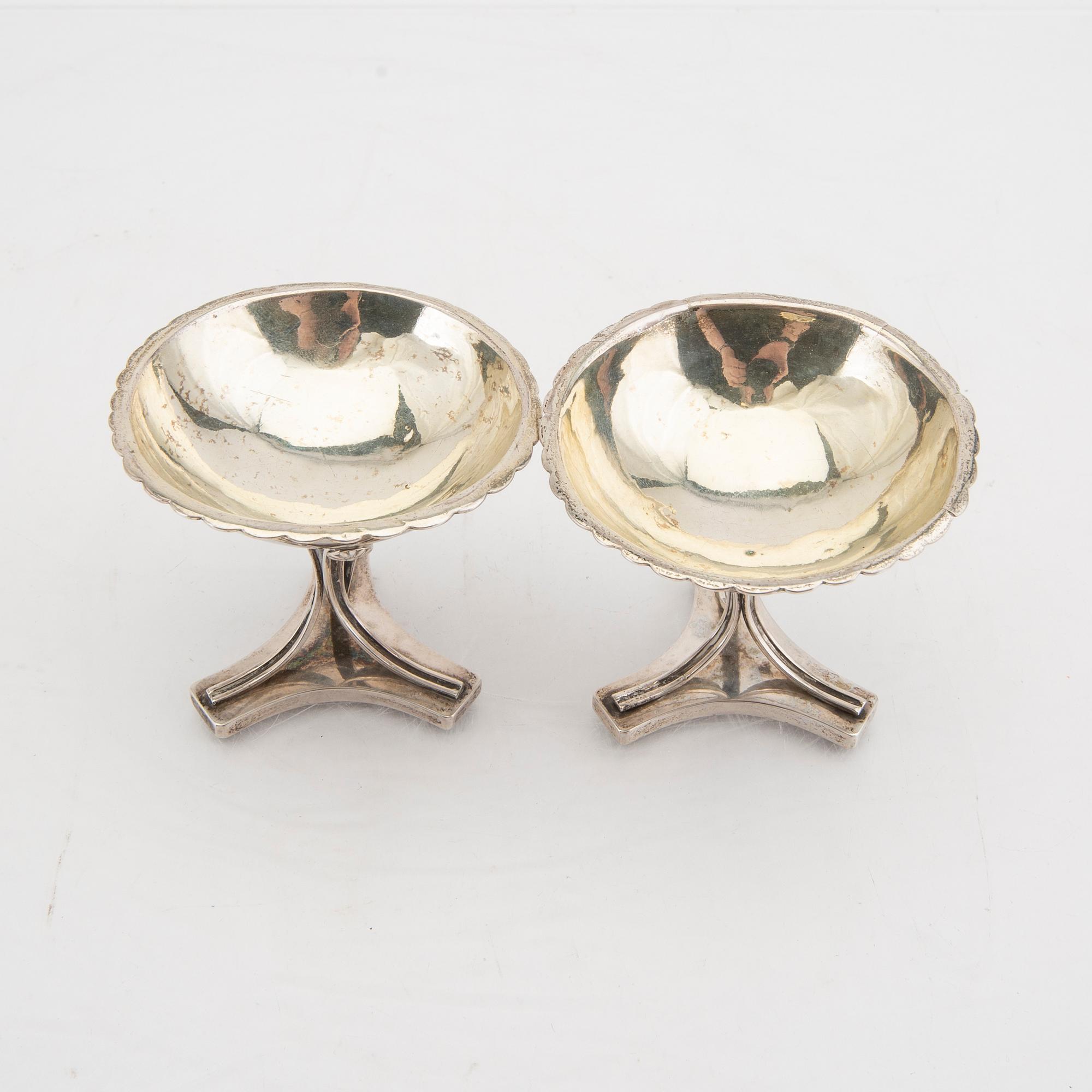 A Swedish 19th century pair of silver salters mark of Joachim Flodin Stockholm 1820 weight 104 grams.