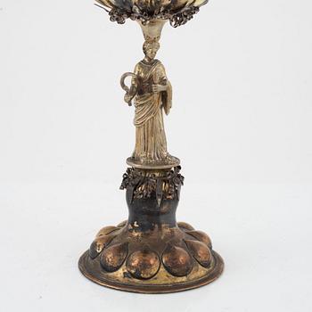 A German Baroque Style Parcel-Gilt Silver Pineapple Cup with Cover, circa 1900.