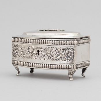 A 19th century silver sugar box, mark of Schulz.