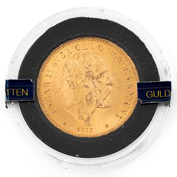 Gold coin, Sweden, Oscar II, 20 kronor, 1877.