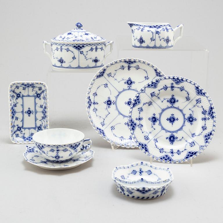 A 26-piece porcelain 'Blue Fluted' full lace tea service, Royal Copenhagen, Denmark.