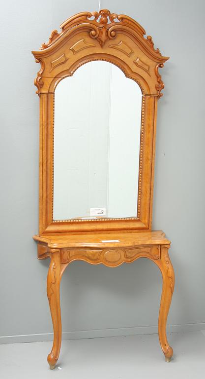 SPEGEL MED KONSOLBORD, nyrokoko 1800-talets andra hälft.