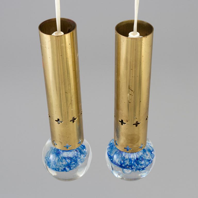 2 1970's brass ceiling lamps by Helmer Andersson.