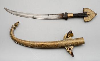 KNIV med slida, mässing, orientalisk, 1800-/1900-tal.