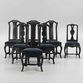 Chairs, 4+2+1, Baroque style and Rococo, 20th century and 18th century.