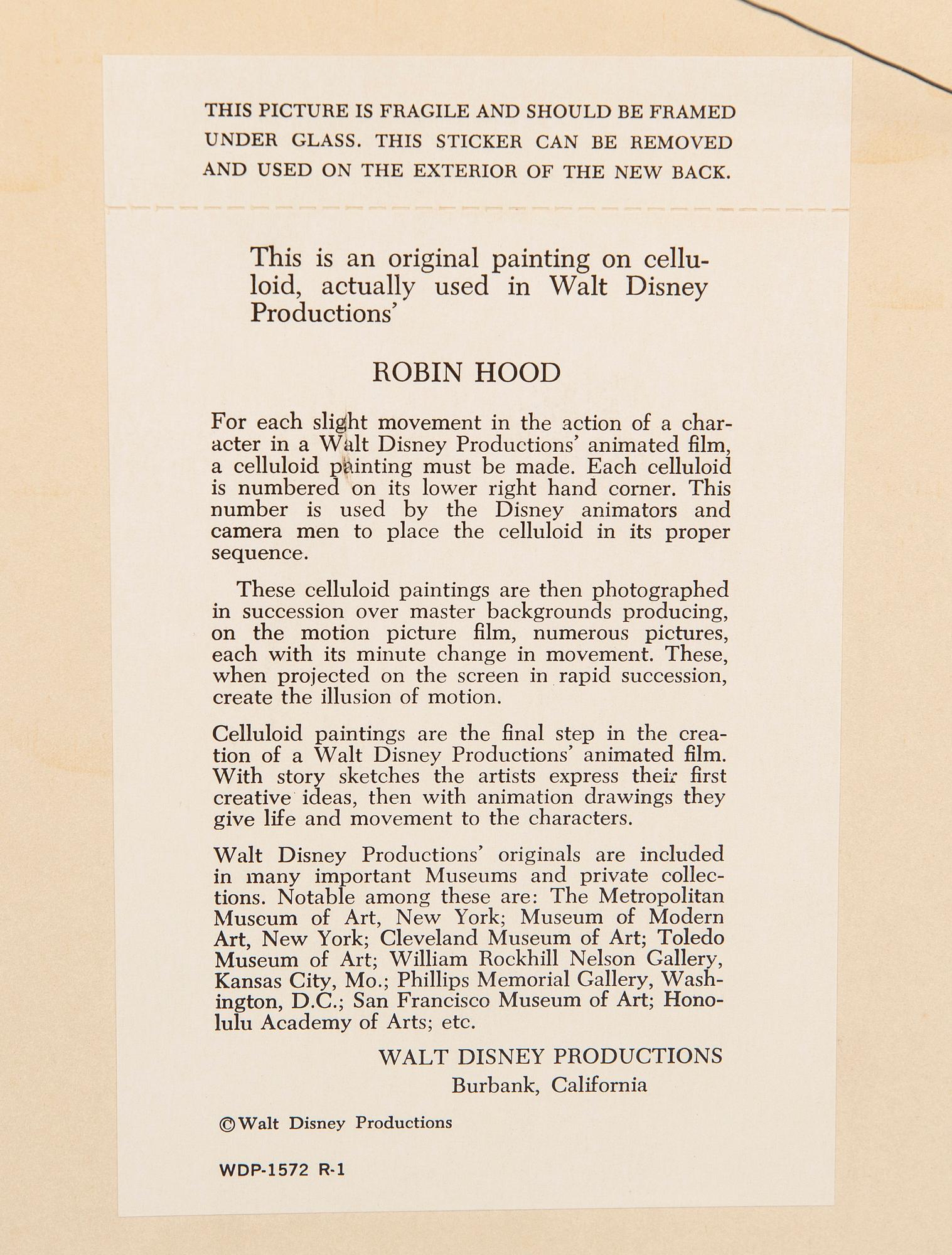 Filmcell från filmen "Robin Hood", Walt Disney.