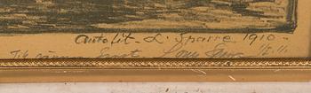 Louis Sparre, partly handcoloured litograph, signed and dated 1910. Dedication.
