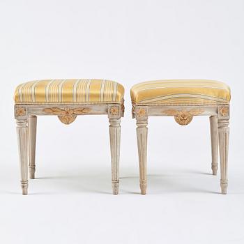 Taburetter, ett par, av Jacob Malmsten (mästare 1780-1788), Gustavianska.