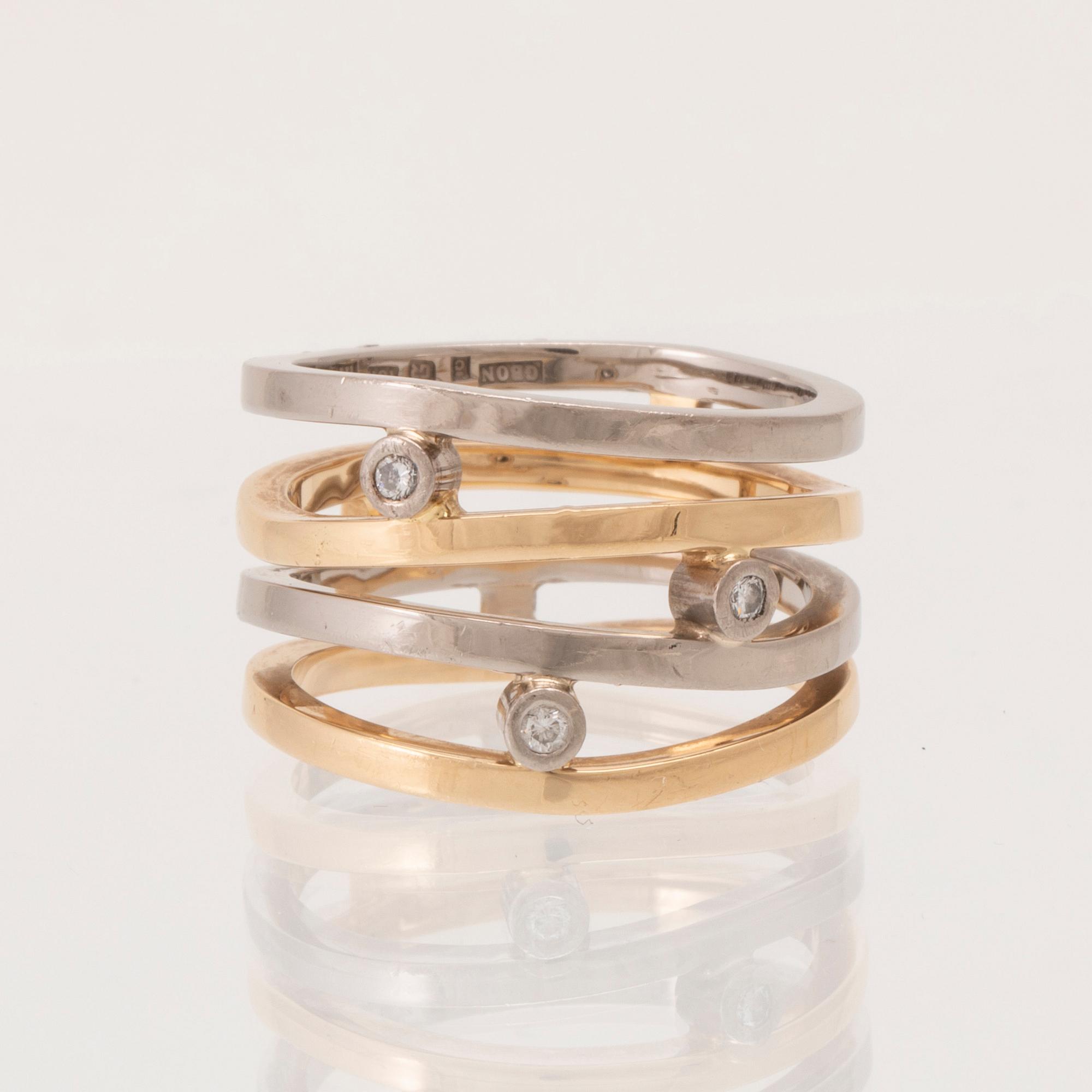 Ring 18K vitt och rött guld med runda briljantslipade diamanter, Björn Nilsson Kristianstad 2006.