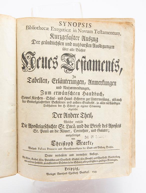 Christoph Starke, books, three parts in two volumes, Lepzig 1745-46.