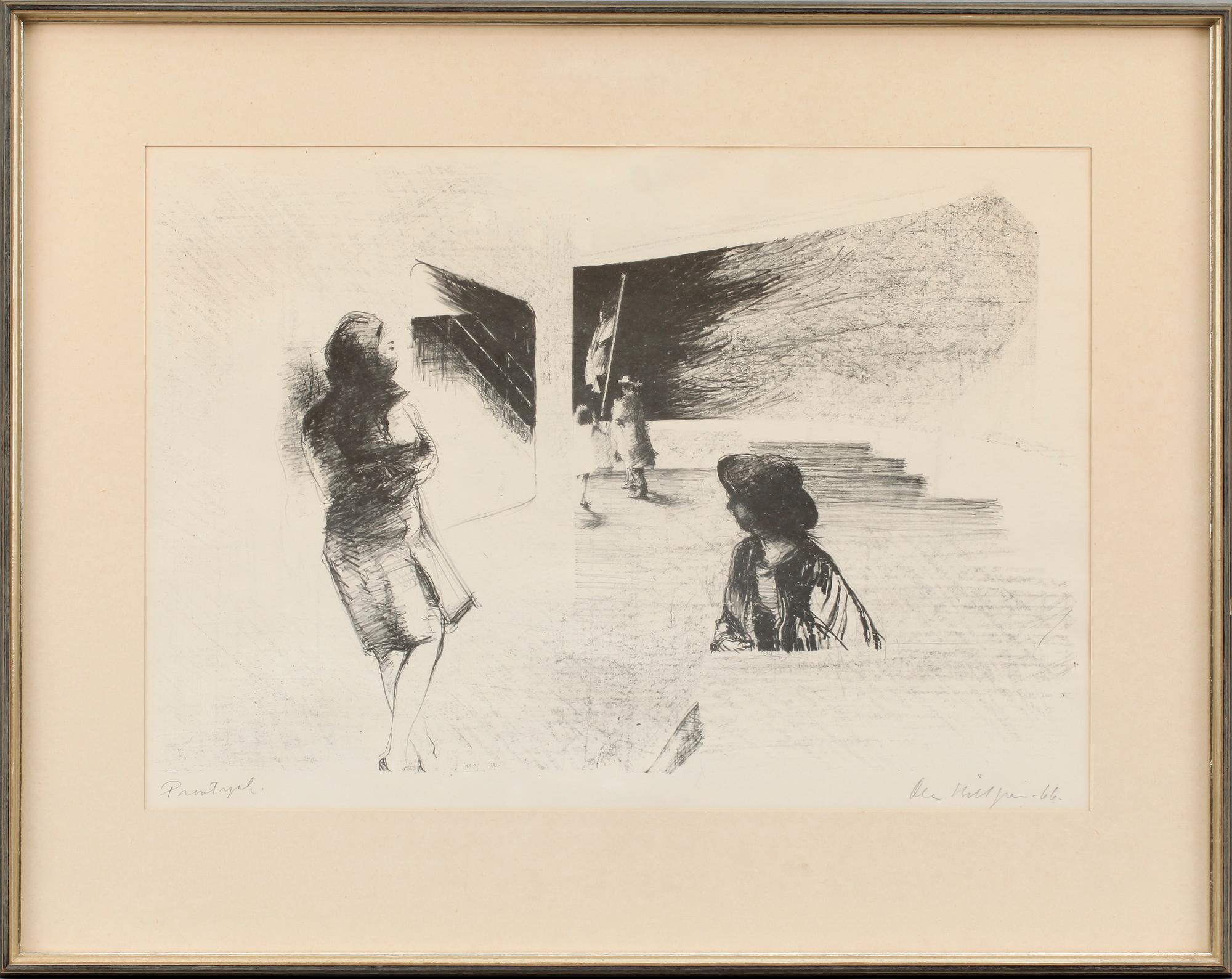 OLA BILLGREN, litografi, sign o dat -66, provtryck.