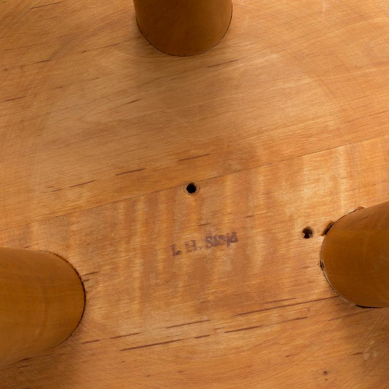 An Ingvar Hildingsson I.H. slöjd birch stool, second half of the 20th Century.