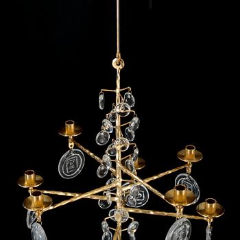 A chandelier by Erik Höglund, second half of the 20th century, hight ca 65 cm.