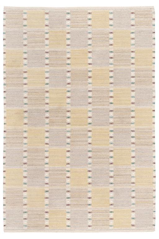 Barbro Nilsson, a 'Falurutan gul S' carpet, flat weave, c. 280 x 188 cm, signed AB MMF BN.
