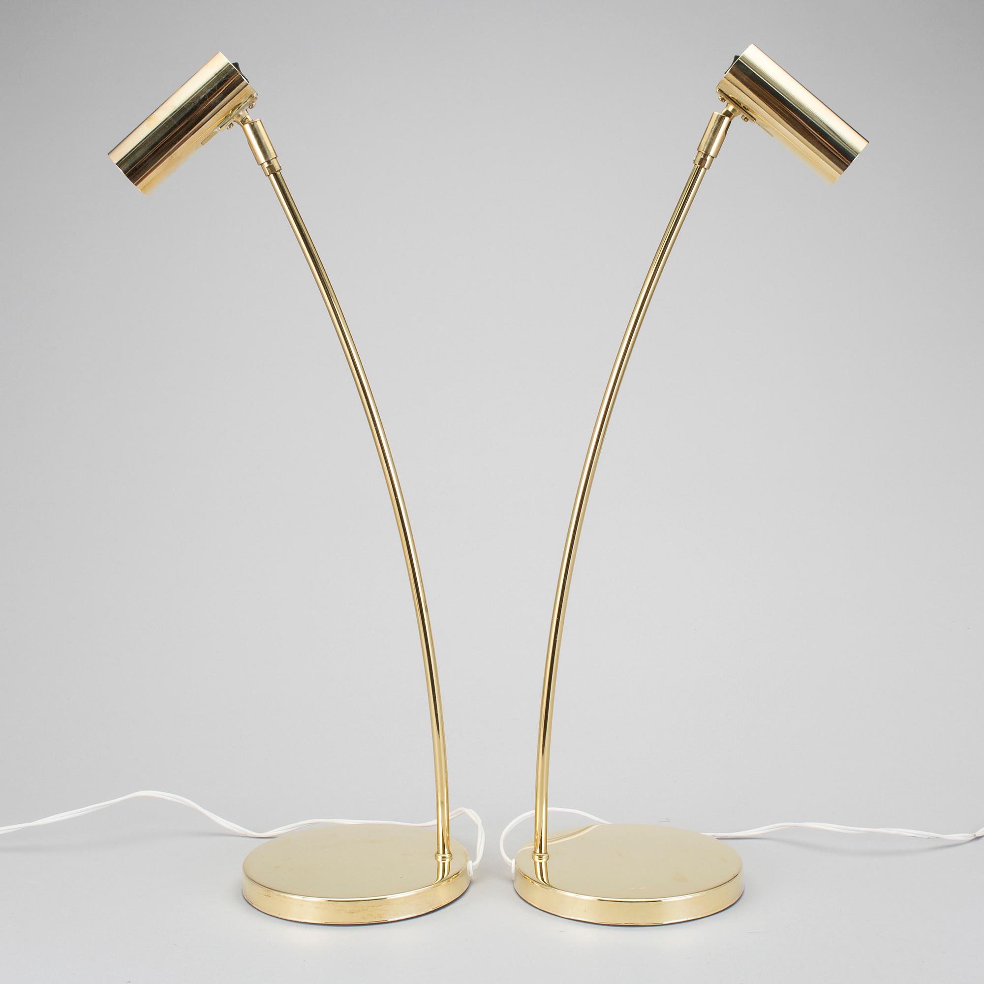 A pair of brass table lamps "Puck", by Åke Hultgren for Örsjö Belysning.