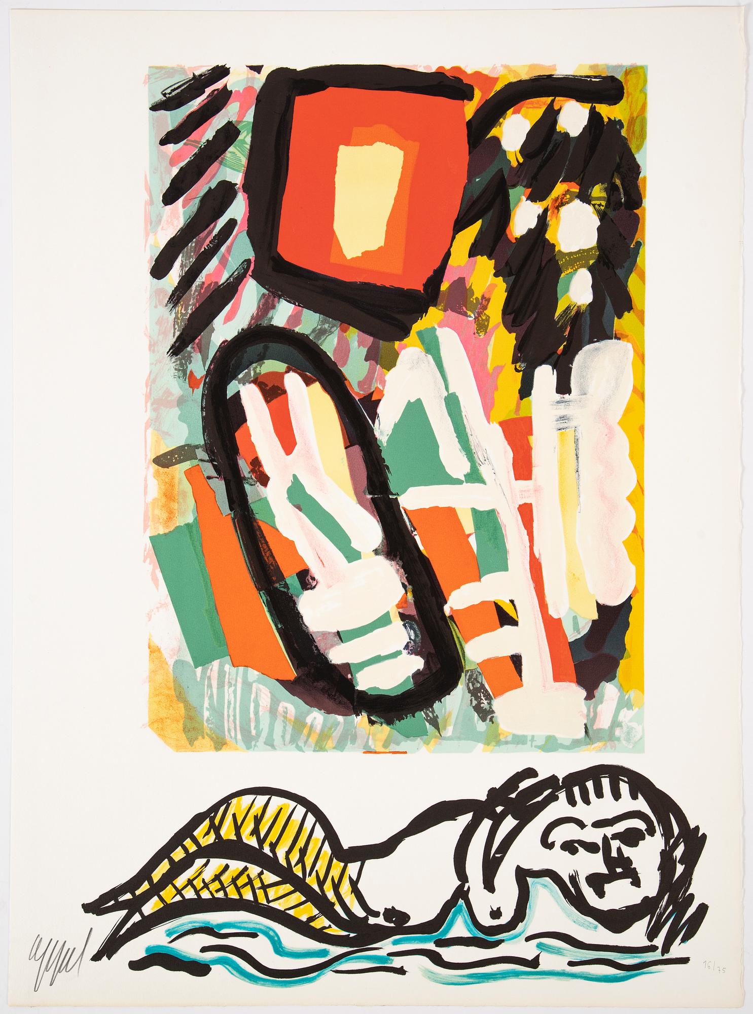 Karel Appel, portfolio with 5 lithographs in colour, "Tantrika 1", 1983, signed 16/75.