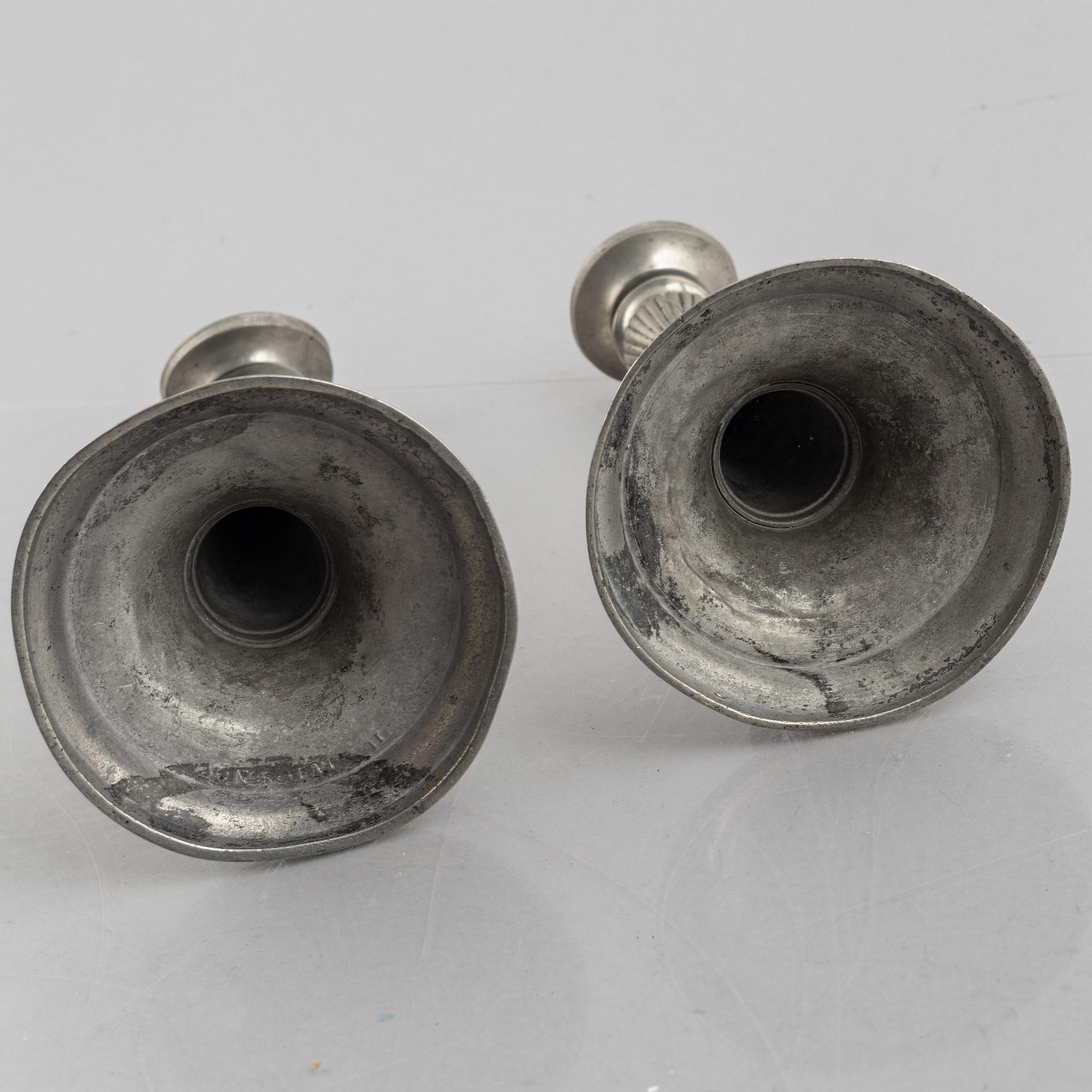 A pair of pewter candle sticks by Olof Wahlgren (active 1817-1825/27), Helsingborg, Sweden, 1813.