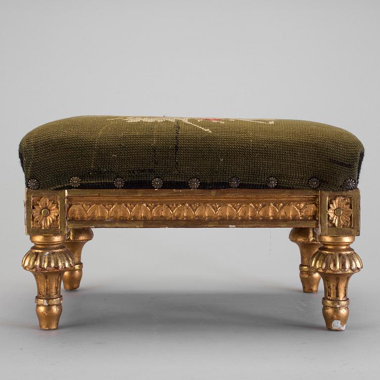 A gilded gustavian footstool late 18th century.