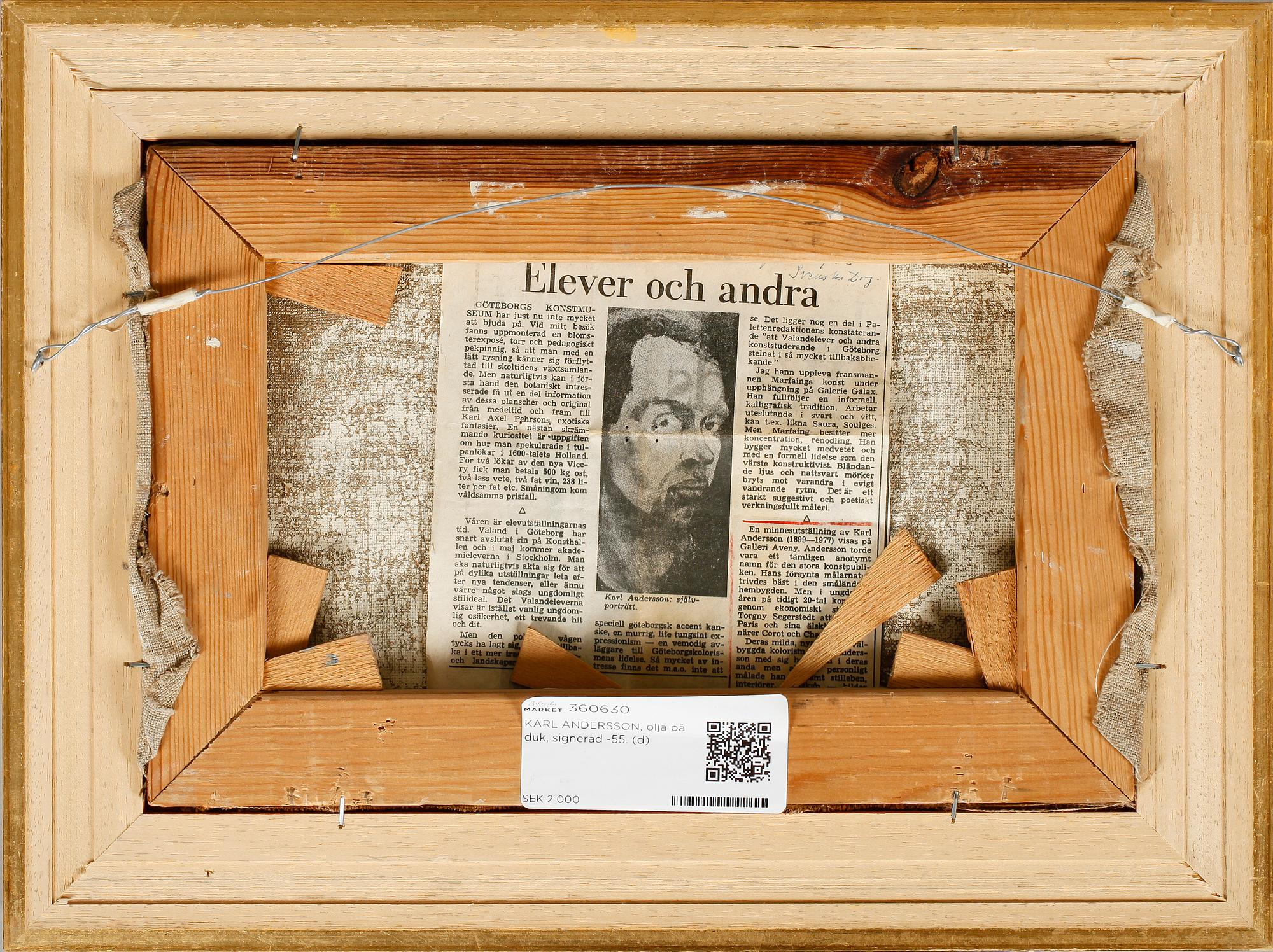 KARL ANDERSSON, olja på duk, signerad -55.