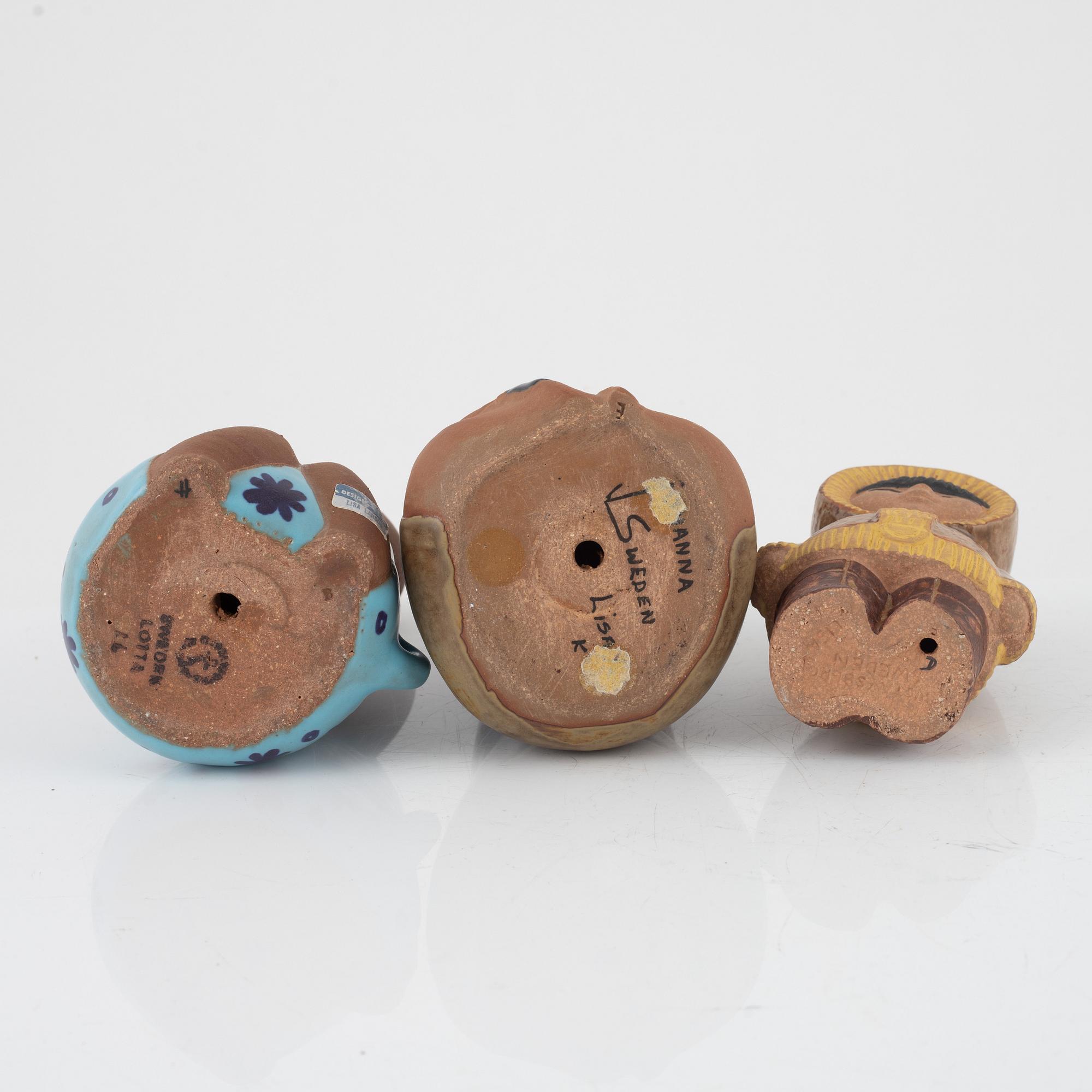Lisa Larson, six stoneware figurines, Gustavsberg, Sweden.