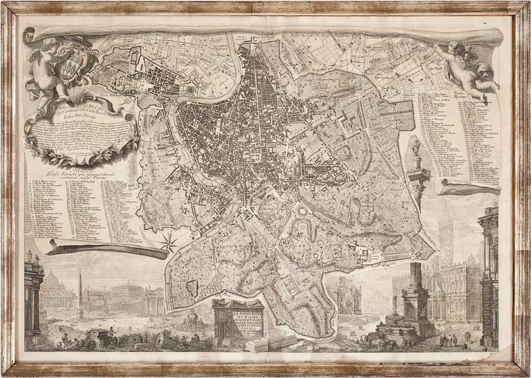KARTA, "La Topografia di Roma". 1700-tal.