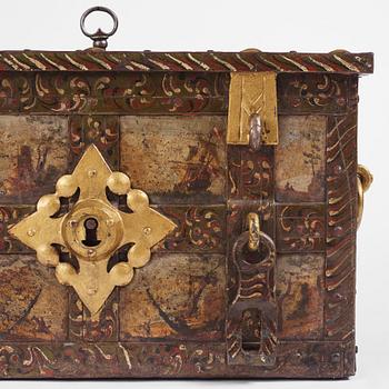 A Baroque German presumably Nuremberg iron 'Armada' chest, later part of the 17th century.