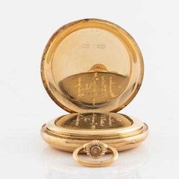 Alex Hüning, pocket watch, 18K gold, hunter, 51 mm.